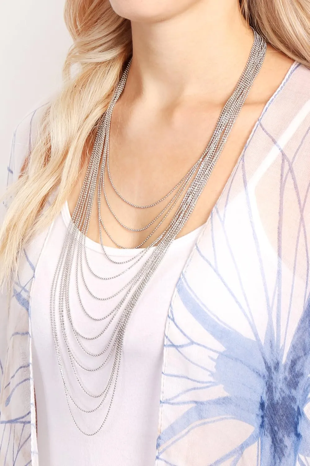 RIAH FASHION Bohemian Multi Layer Statement Necklace - Gypsy Layered Strand Drape Long Y Chain Bar Feather Pendant Drop Lariat