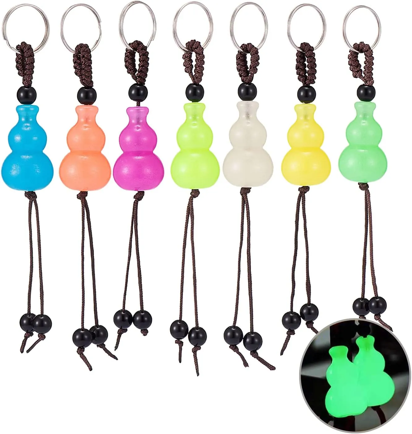 RIVEENY 7pcs Glow in The Dark Keychain,Keychain Decoration for Mobile Phones,Car Keys,Backpacks,Gourd Luminous Keychain for Men Women