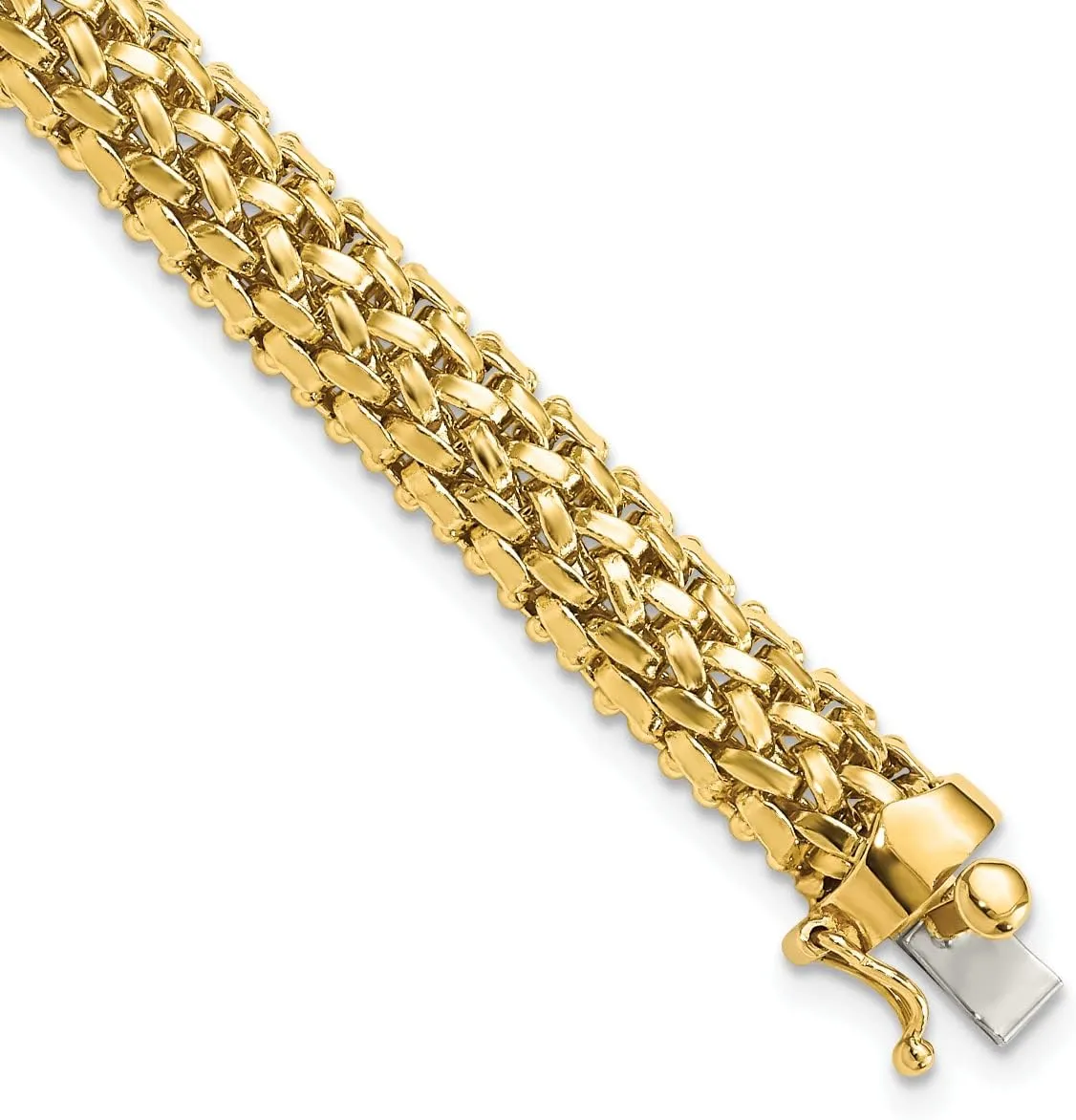 Roy Rose Jewelry Gold Anklets Bracelets 14K Yellow White Gold 7.25in 6.75mm Polished Mesh Bracelet