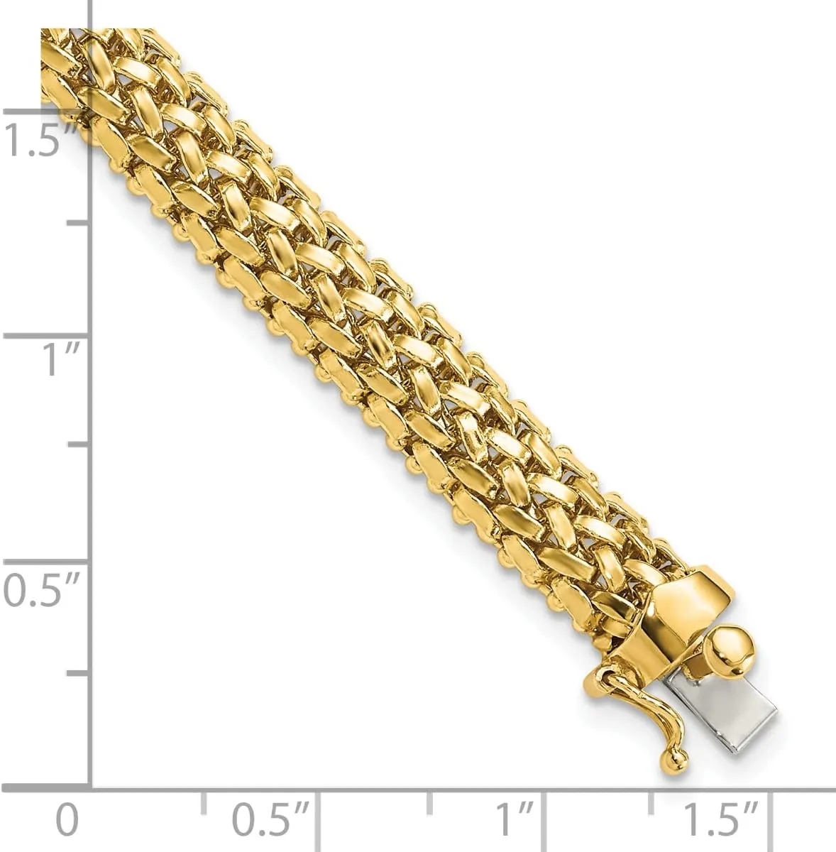 Roy Rose Jewelry Gold Anklets Bracelets 14K Yellow White Gold 7.25in 6.75mm Polished Mesh Bracelet