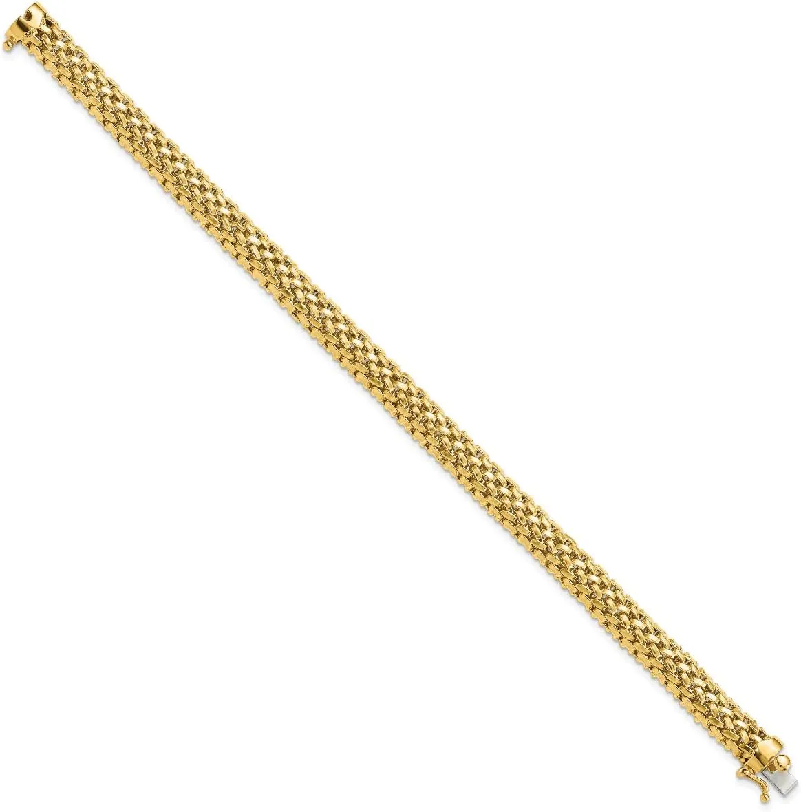 Roy Rose Jewelry Gold Anklets Bracelets 14K Yellow White Gold 7.25in 6.75mm Polished Mesh Bracelet
