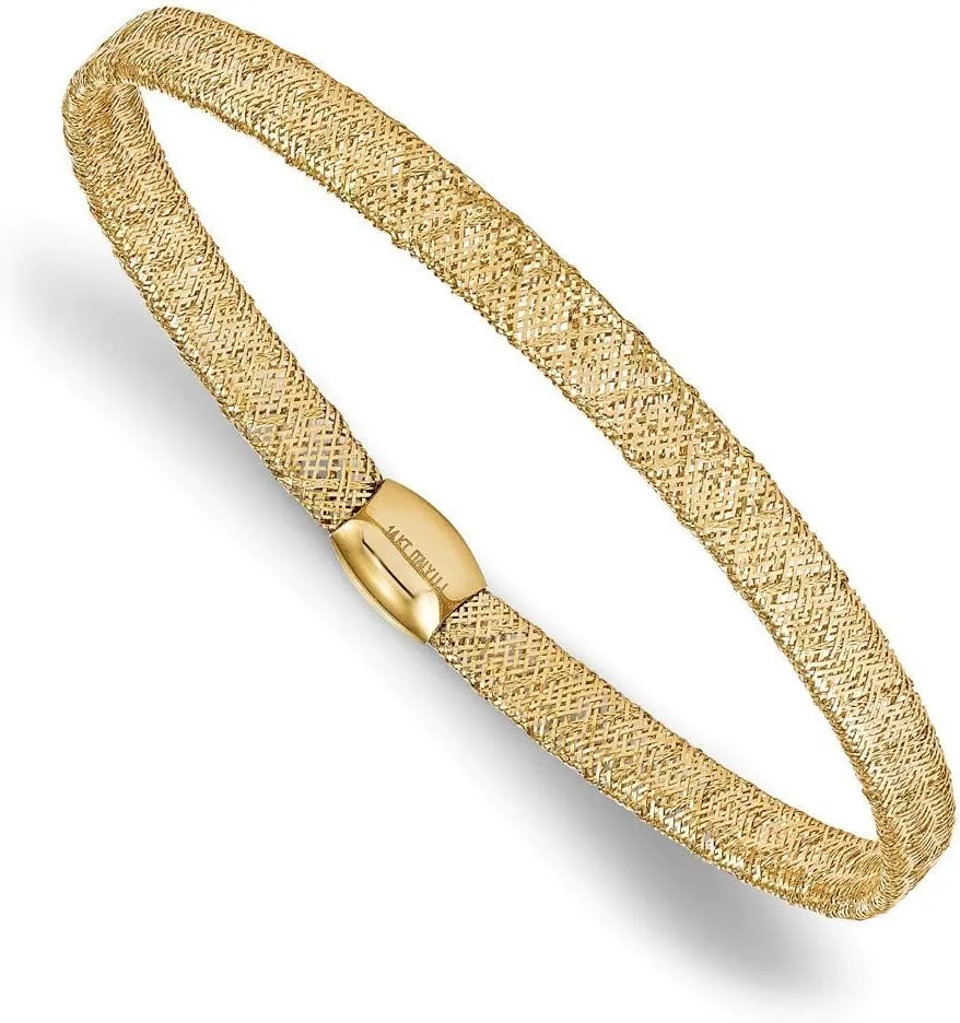 Roy Rose Jewelry Leslie's 14K Yellow Gold Fancy Stretch Bangle Bracelet ~ Length 7.5'' inches