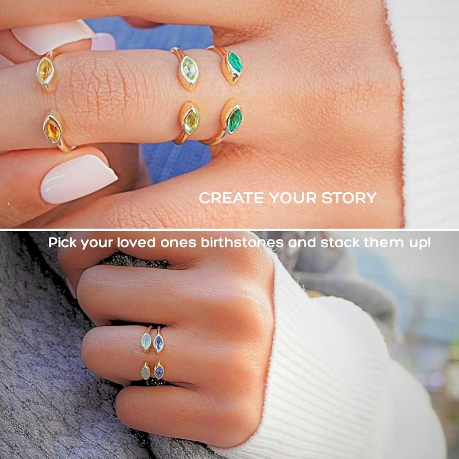 Ruby Rings, 18K Gold Rings for Women Teen Girls That Don't Tarnish - Real 925 Sterling Silver Rings, Stackable, Chunky, Dainty July Birthstone Gifts (Anillos Para Mujer, Marquise - Size 6)