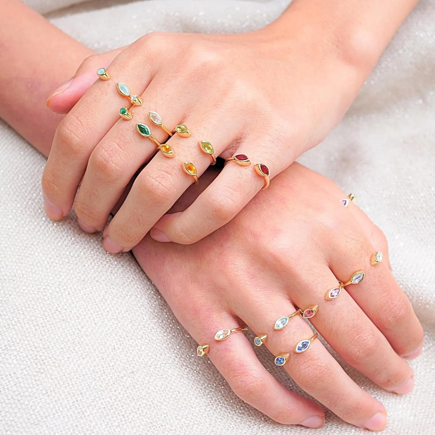 Ruby Rings, 18K Gold Rings for Women Teen Girls That Don't Tarnish - Real 925 Sterling Silver Rings, Stackable, Chunky, Dainty July Birthstone Gifts (Anillos Para Mujer, Marquise - Size 6)