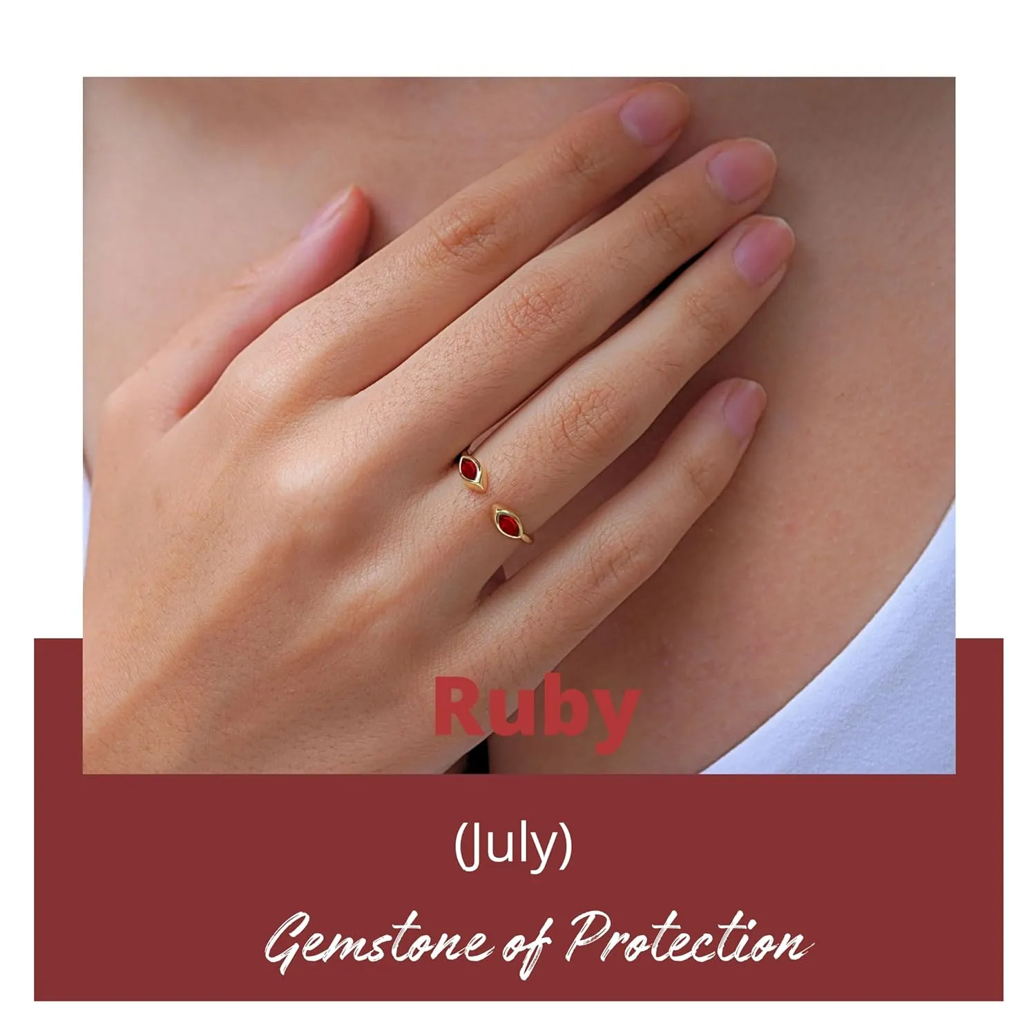 Ruby Rings, 18K Gold Rings for Women Teen Girls That Don't Tarnish - Real 925 Sterling Silver Rings, Stackable, Chunky, Dainty July Birthstone Gifts (Anillos Para Mujer, Marquise - Size 6)