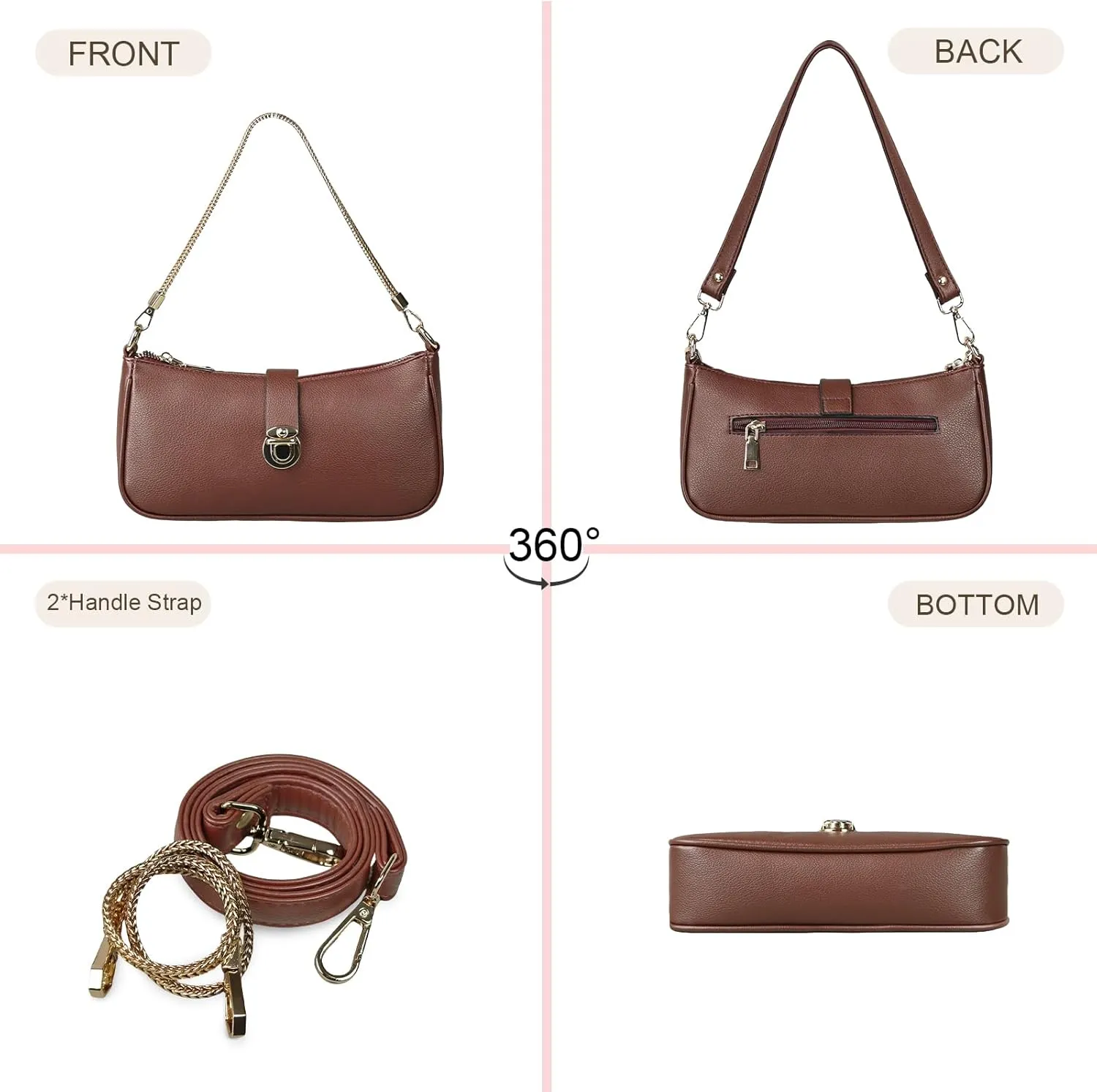 Shoulder Bag for Women Vegan Leather Handbag for Work Trendy Shoulder Purses Small Tote Bag