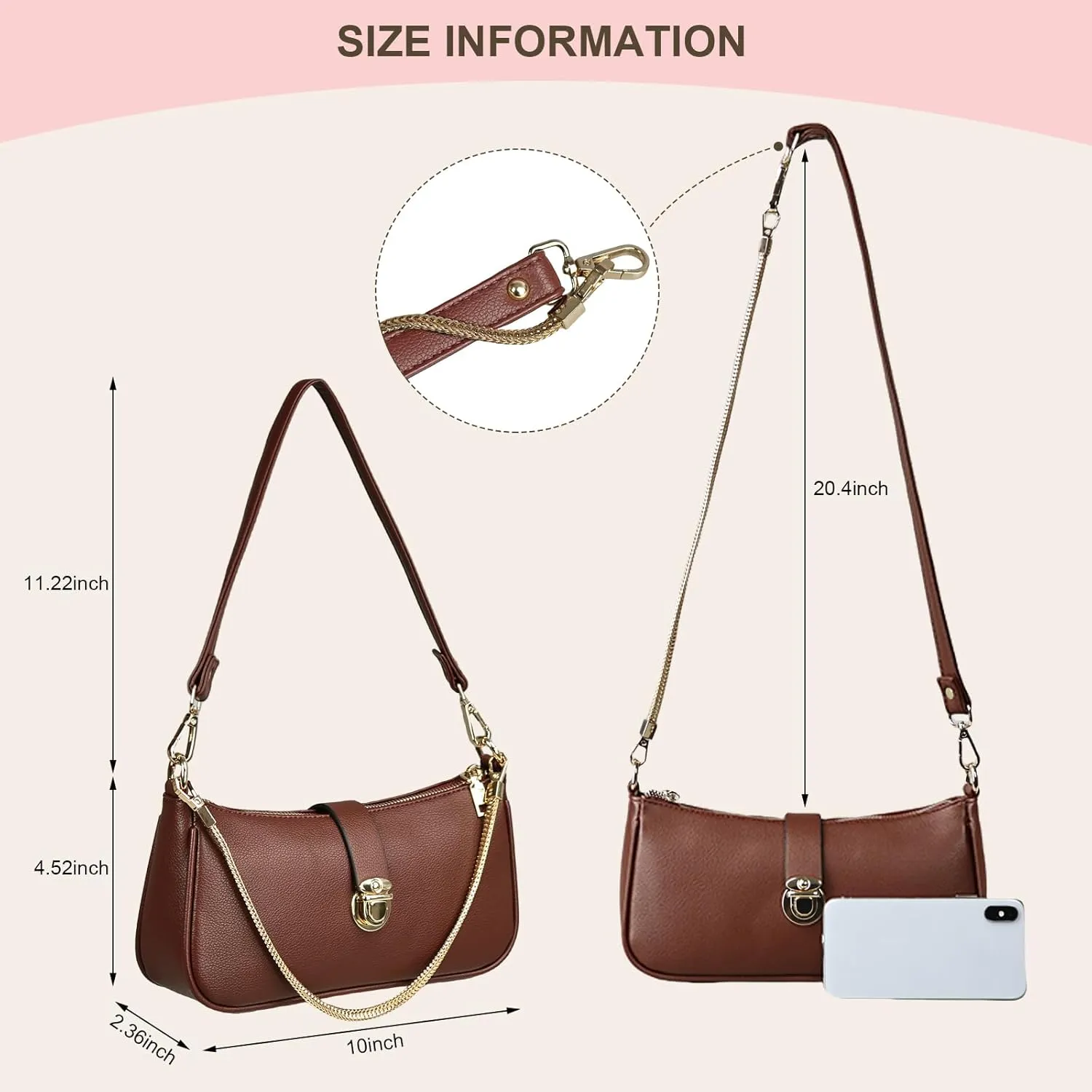 Shoulder Bag for Women Vegan Leather Handbag for Work Trendy Shoulder Purses Small Tote Bag