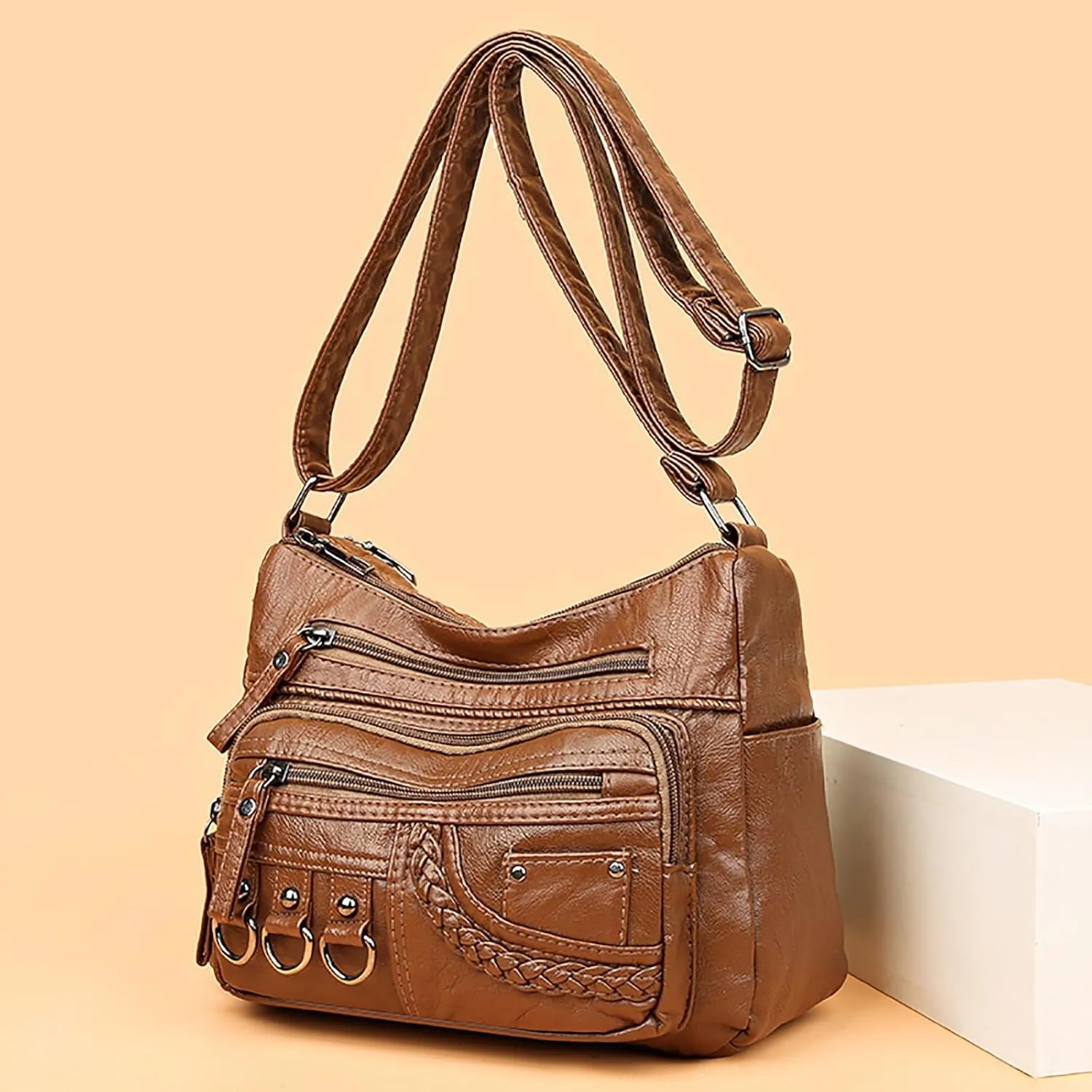 Shoulder Bags for Women Women's Crescent Shoulder Bags with Adjustable Strap Carry on Bag for Airplanes Women(Brown)