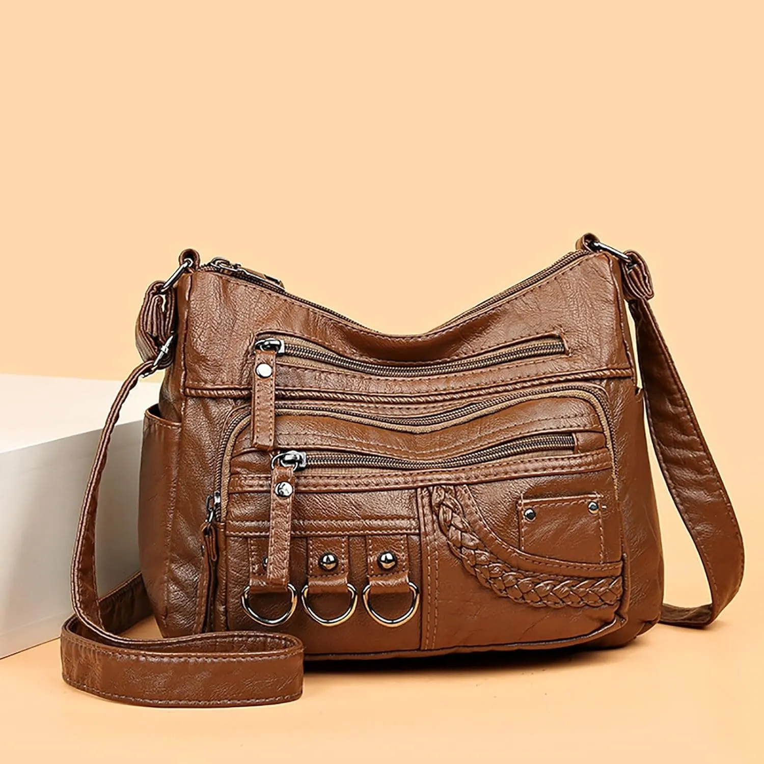 Shoulder Bags for Women Women's Crescent Shoulder Bags with Adjustable Strap Carry on Bag for Airplanes Women(Brown)