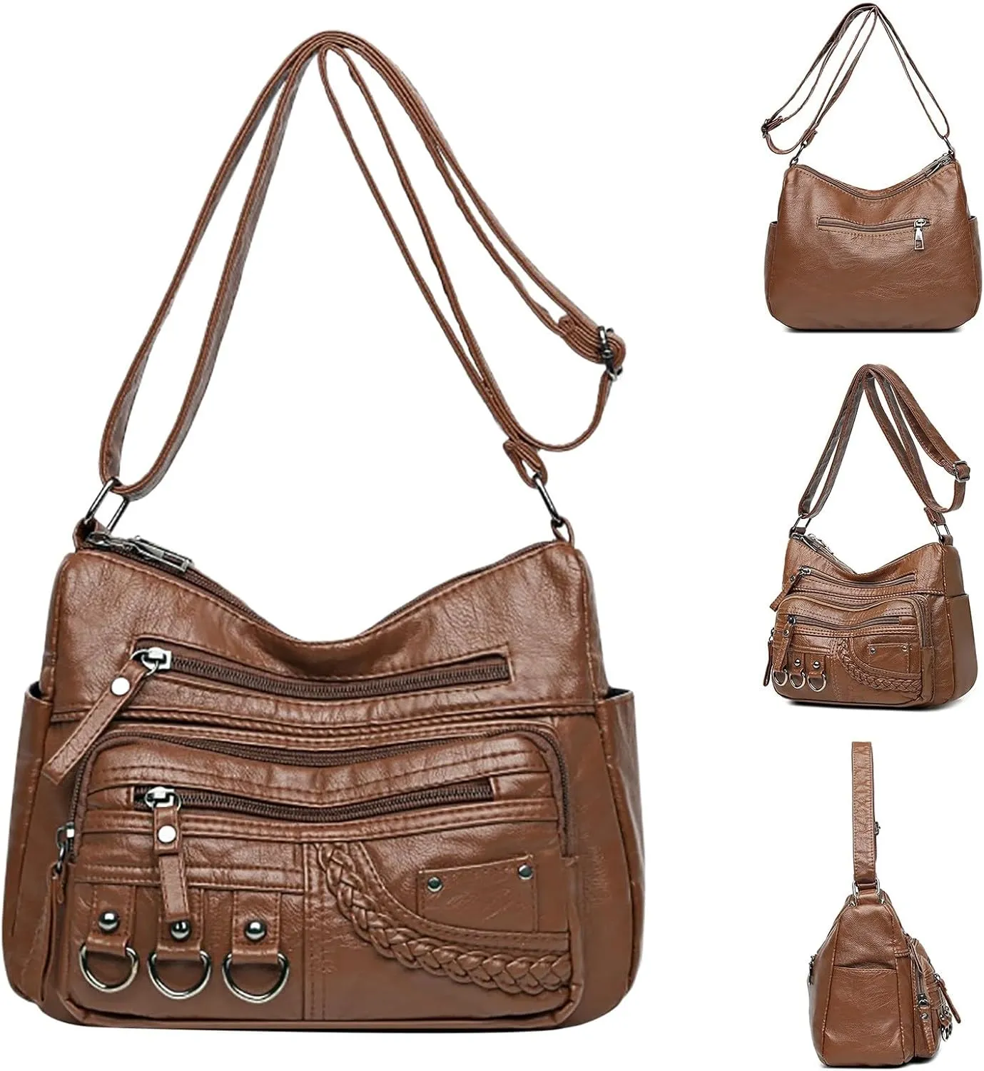 Shoulder Bags for Women Women's Crescent Shoulder Bags with Adjustable Strap Carry on Bag for Airplanes Women(Brown)