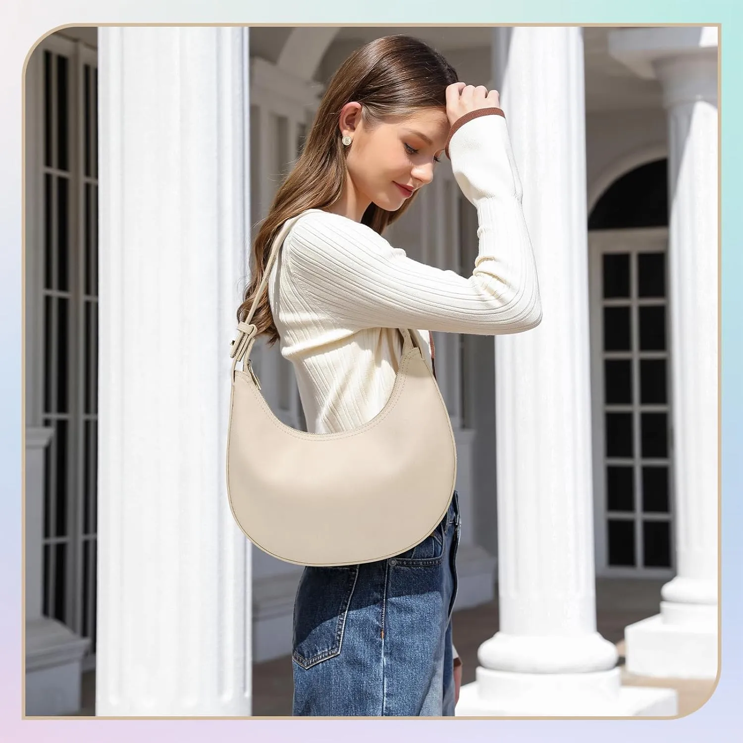 Shoulder Handbags 3 Ways Adjust Strap Shoulder Bag for Women Waterproof Leather Zip Closure Clutche Purses Hobo Bags