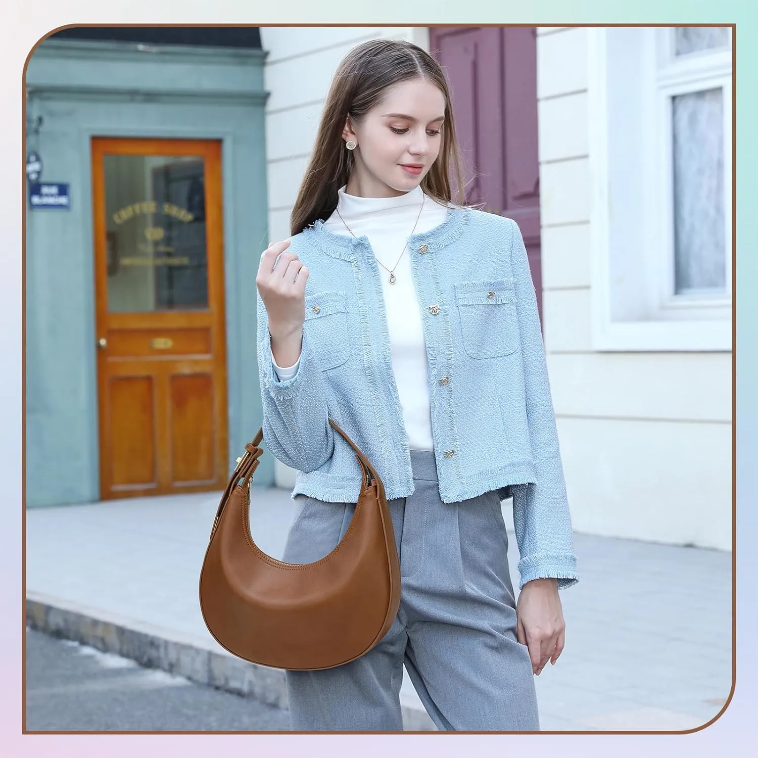 Shoulder Handbags 3 Ways Adjust Strap Shoulder Bag for Women Waterproof Leather Zip Closure Clutche Purses Hobo Bags