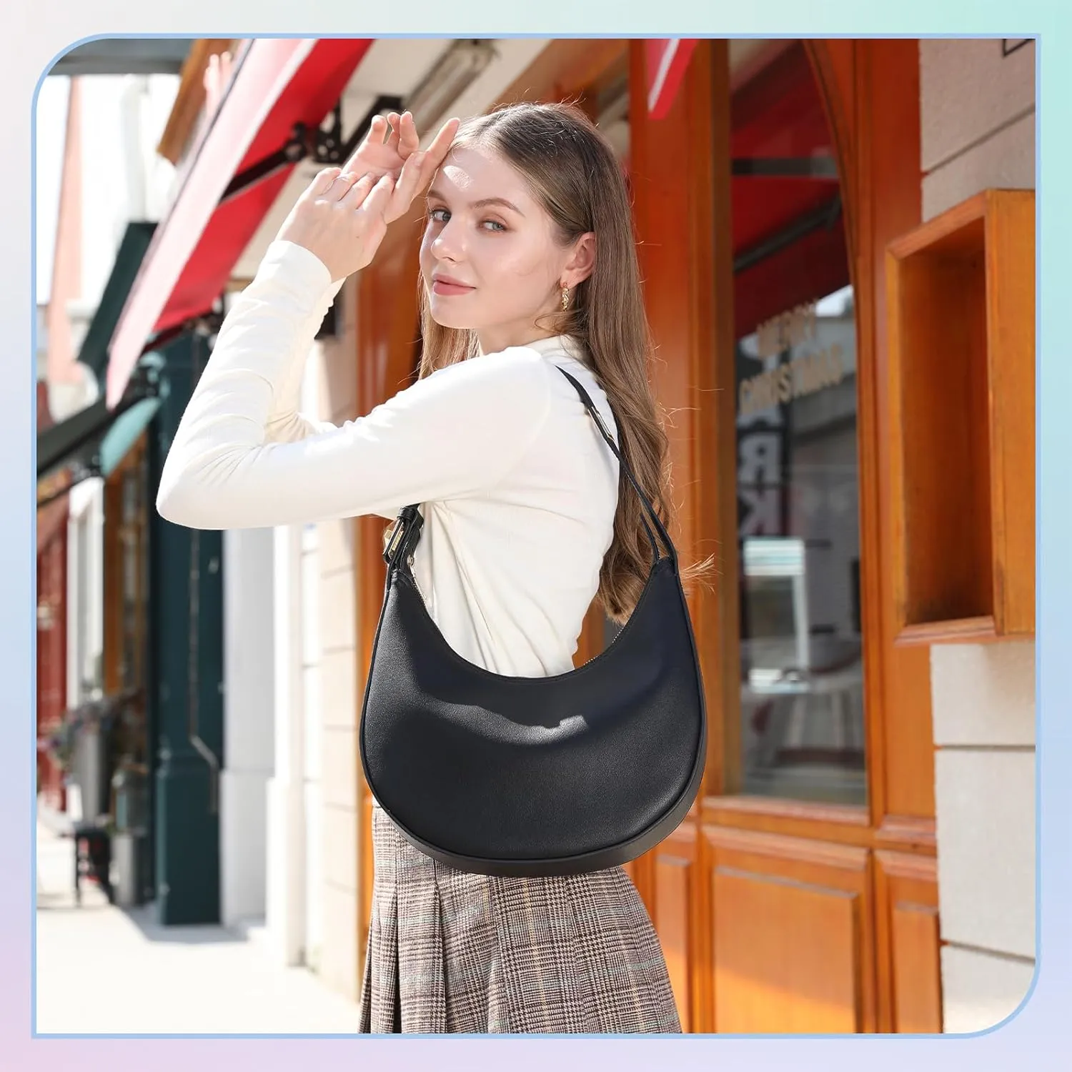 Shoulder Handbags 3 Ways Adjust Strap Shoulder Bag for Women Waterproof Leather Zip Closure Clutche Purses Hobo Bags