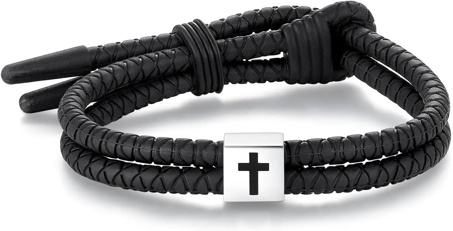 Silicone Cross Rope Bracelets for Men Women, Adjustable Waterproof Men's Rubber Sport Band Bracelet Jewelry Gifts