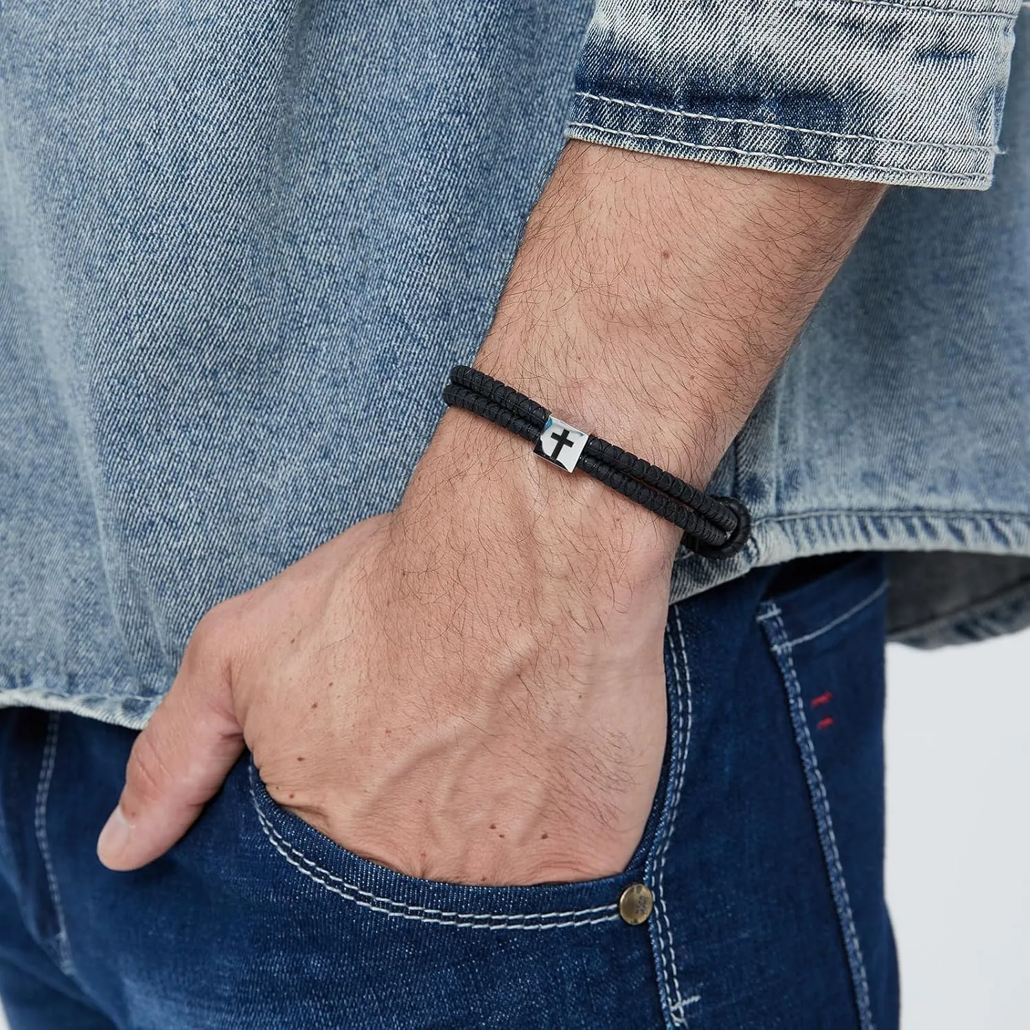 Silicone Cross Rope Bracelets for Men Women, Adjustable Waterproof Men's Rubber Sport Band Bracelet Jewelry Gifts