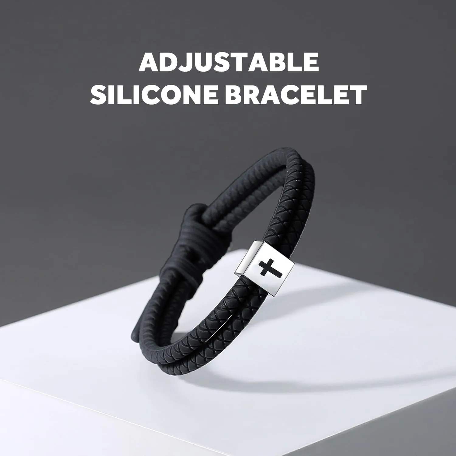 Silicone Cross Rope Bracelets for Men Women, Adjustable Waterproof Men's Rubber Sport Band Bracelet Jewelry Gifts