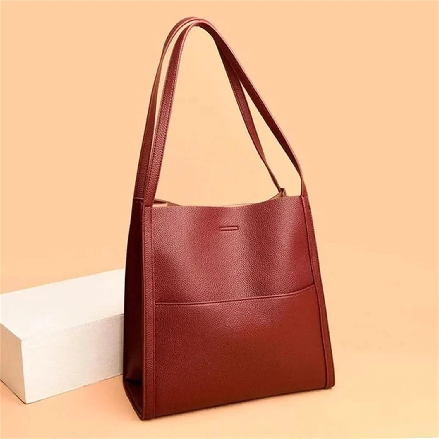 Simple Solid Color PU Leather Shoulder Bag Large Capacity PU Leather Handbag Crossbody Bags Bulk Canvas Tote Bags