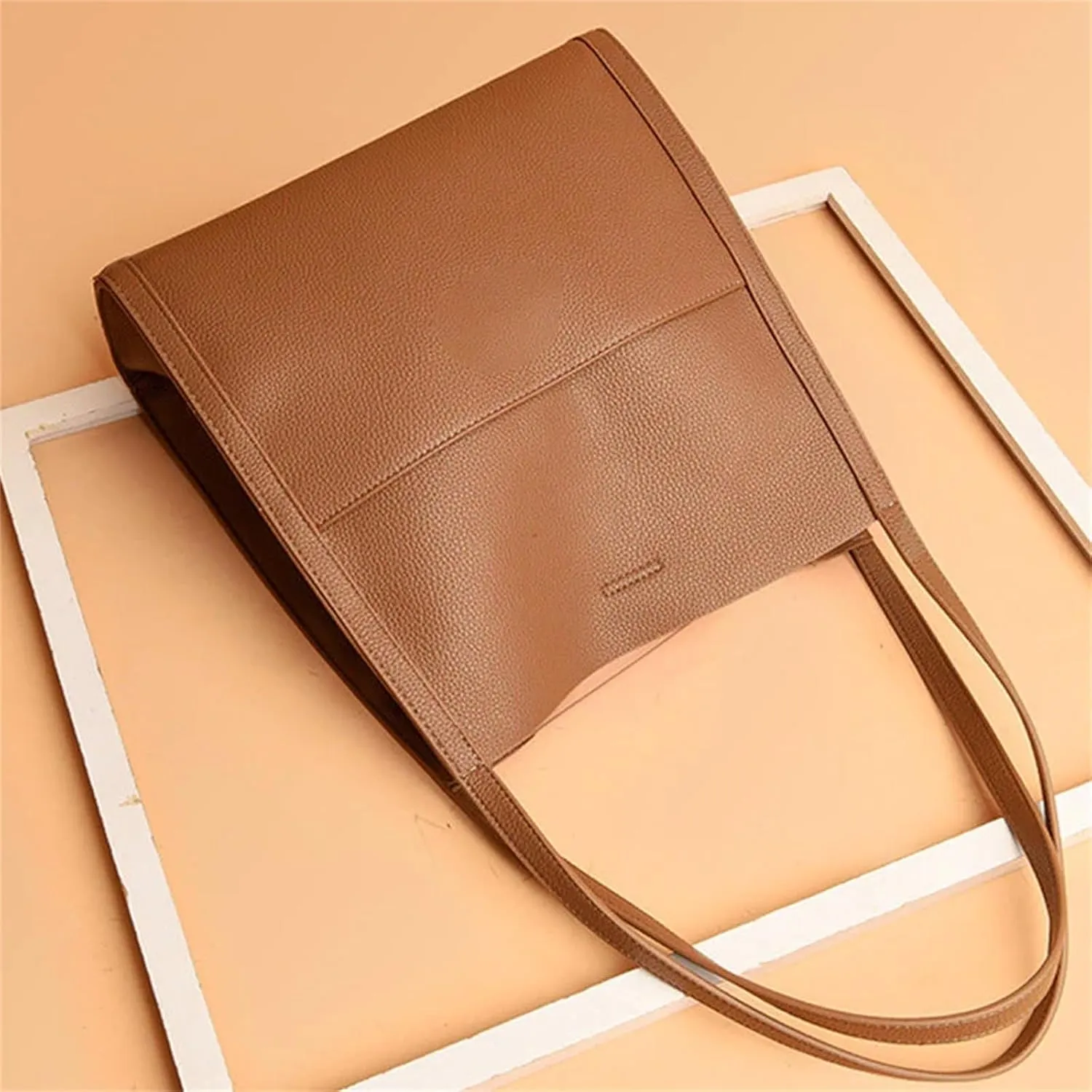 Simple Solid Color PU Leather Shoulder Bag Large Capacity PU Leather Handbag Crossbody Bags Bulk Canvas Tote Bags