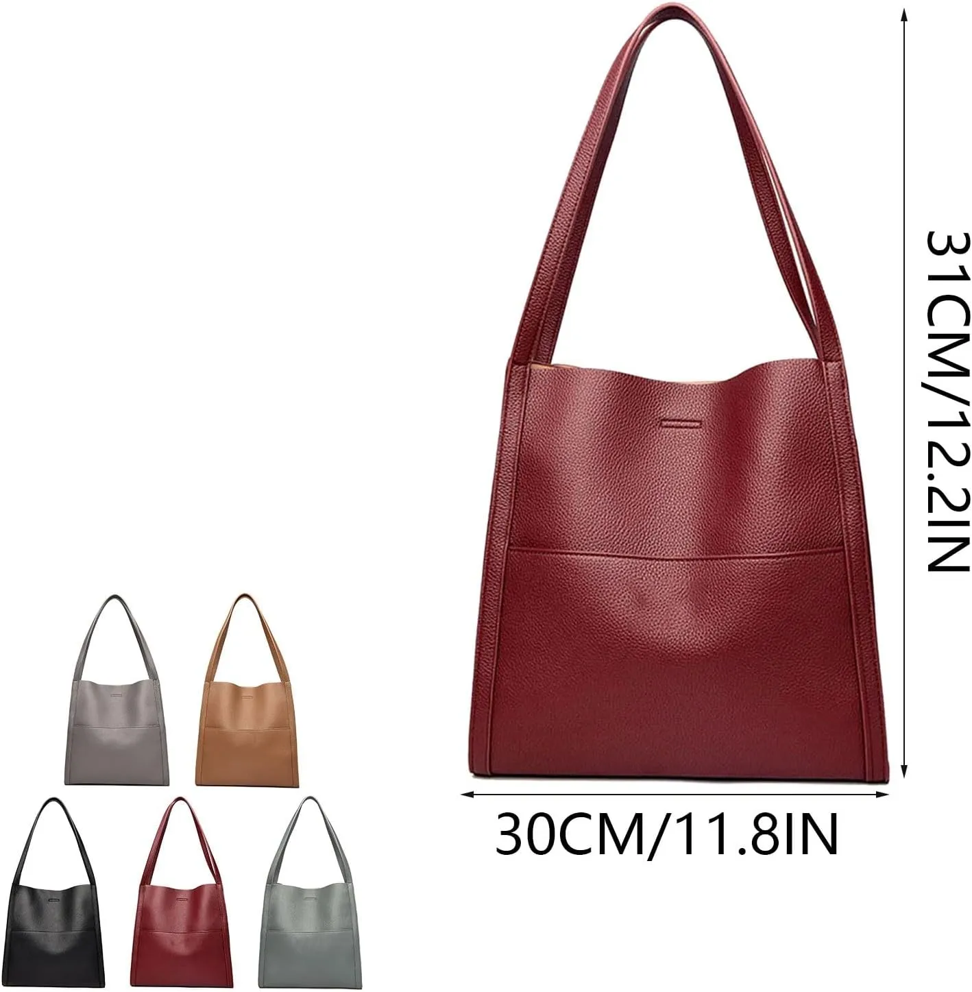 Simple Solid Color PU Leather Shoulder Bag Large Capacity PU Leather Handbag Crossbody Bags Bulk Canvas Tote Bags