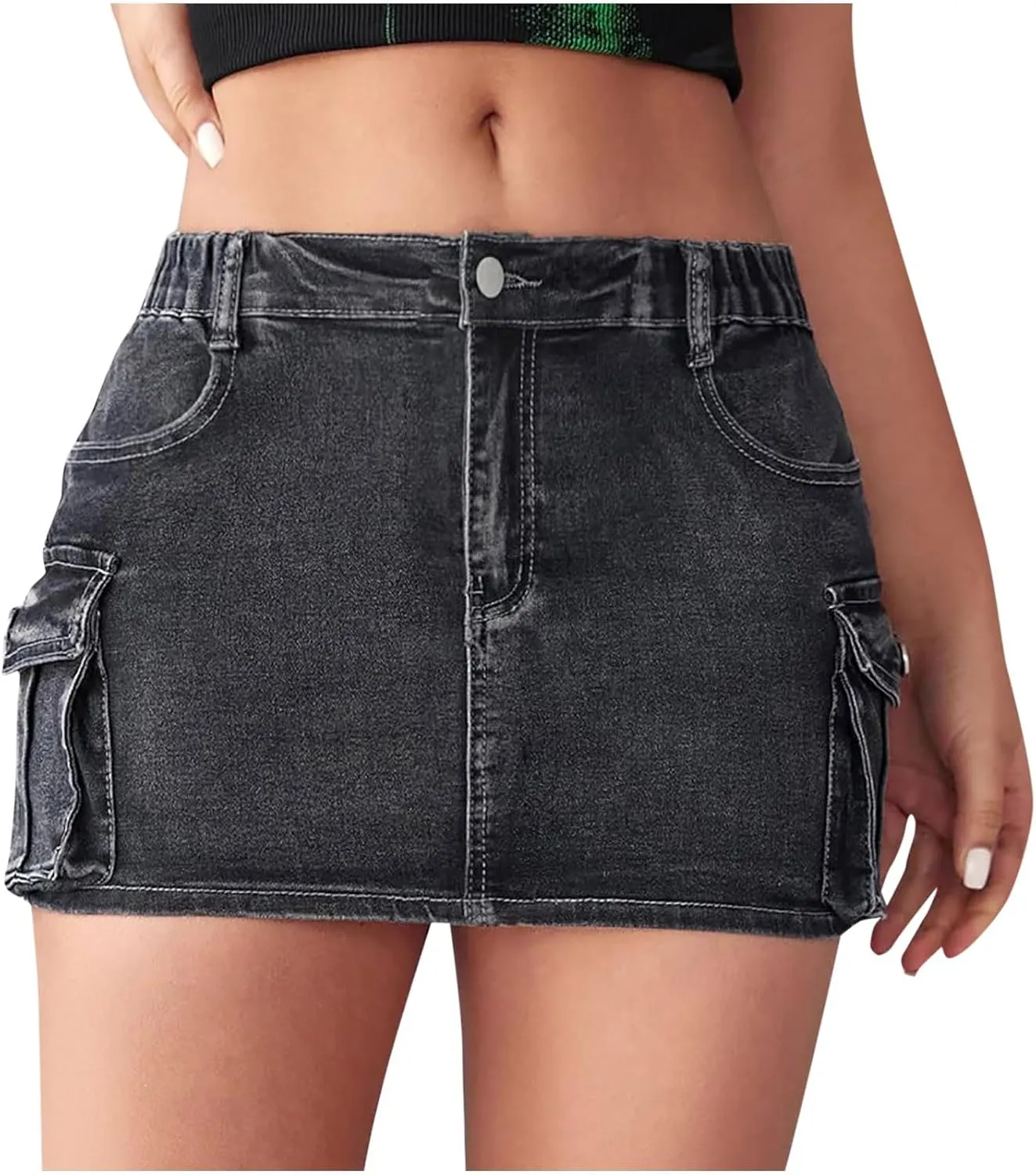 Skirts for Women Winter Fall Faux Denim Mini Short Western A Line Plain Skirts Women 2025 Y2K