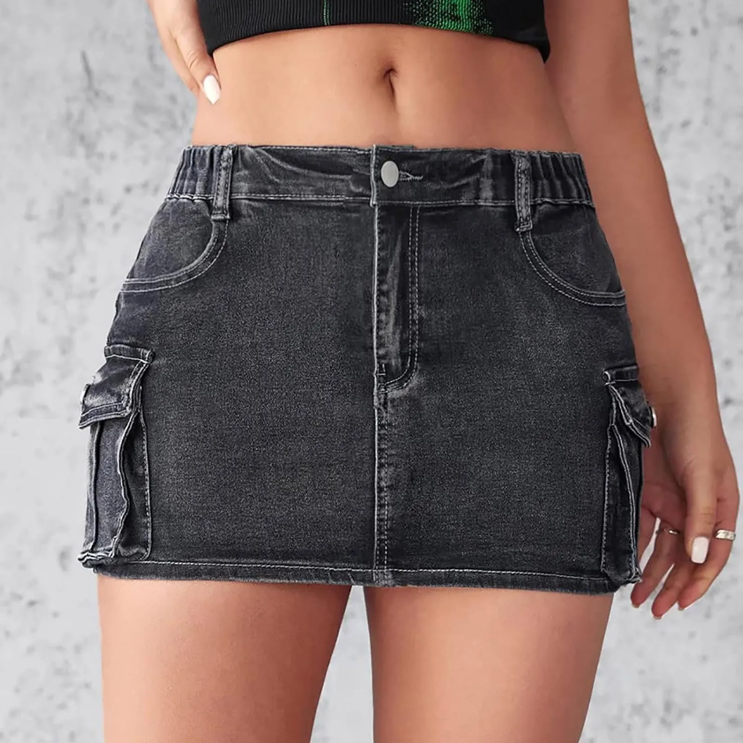 Skirts for Women Winter Fall Faux Denim Mini Short Western A Line Plain Skirts Women 2025 Y2K
