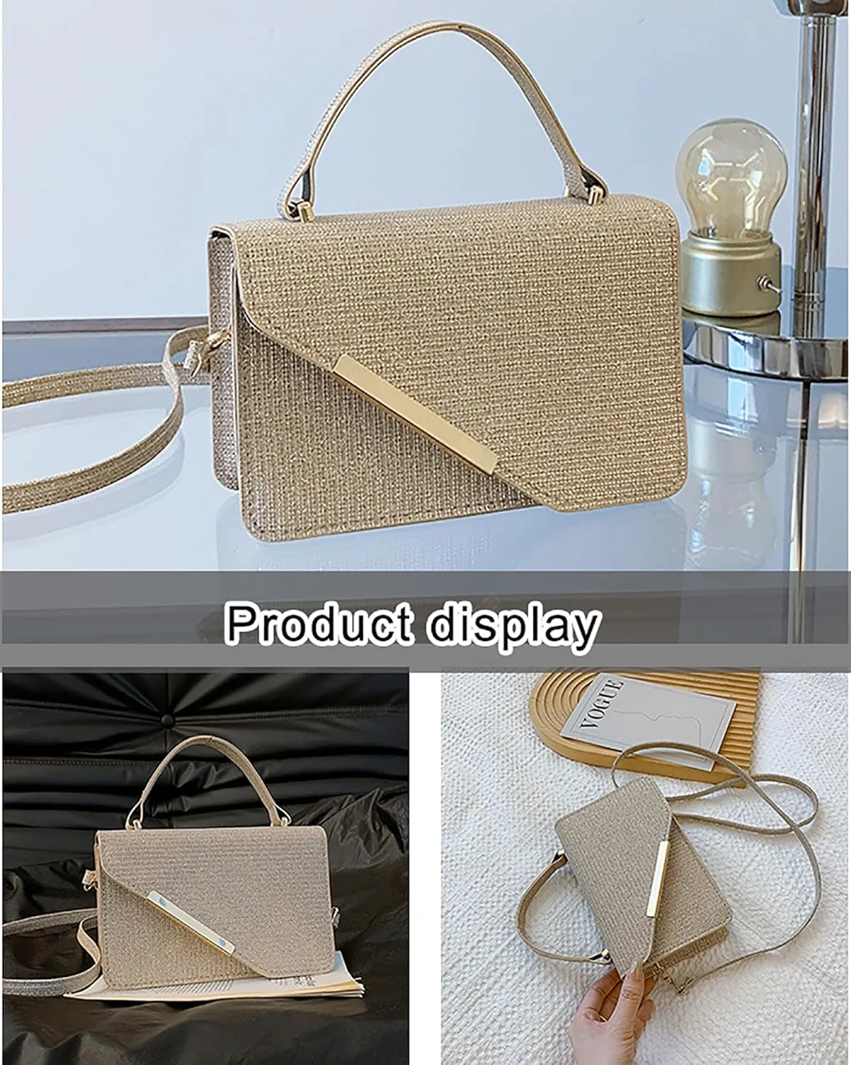 Small Crossbody Bags Sparkly Purse for Women, Evening Handbags Formal Clutch Purses with Removable Strap