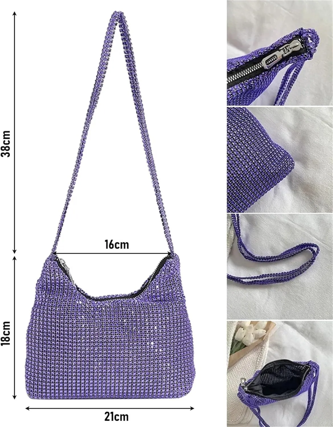 Sparkling Rhinestone Handbag Beaded Shiny Diamonds Purses Dinner Party Clutch Tote Women For Party Prom Cocktail Wedding