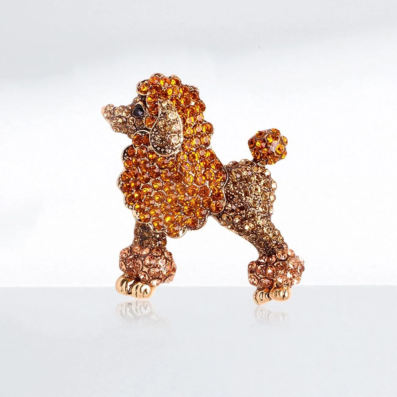 Sparkling Rhinestone Poodle Dog Brooches Women Christmas Animal Brooch Pins