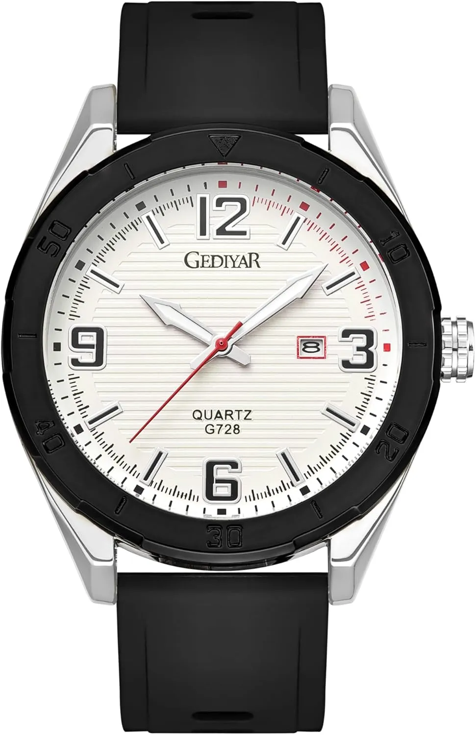 Sport Waterproof Large Big Face Watches for Men Students, Silicone Band Watch with Second Hand Luxury Classic Date Dial Analog Watch,Elegance Comfort
