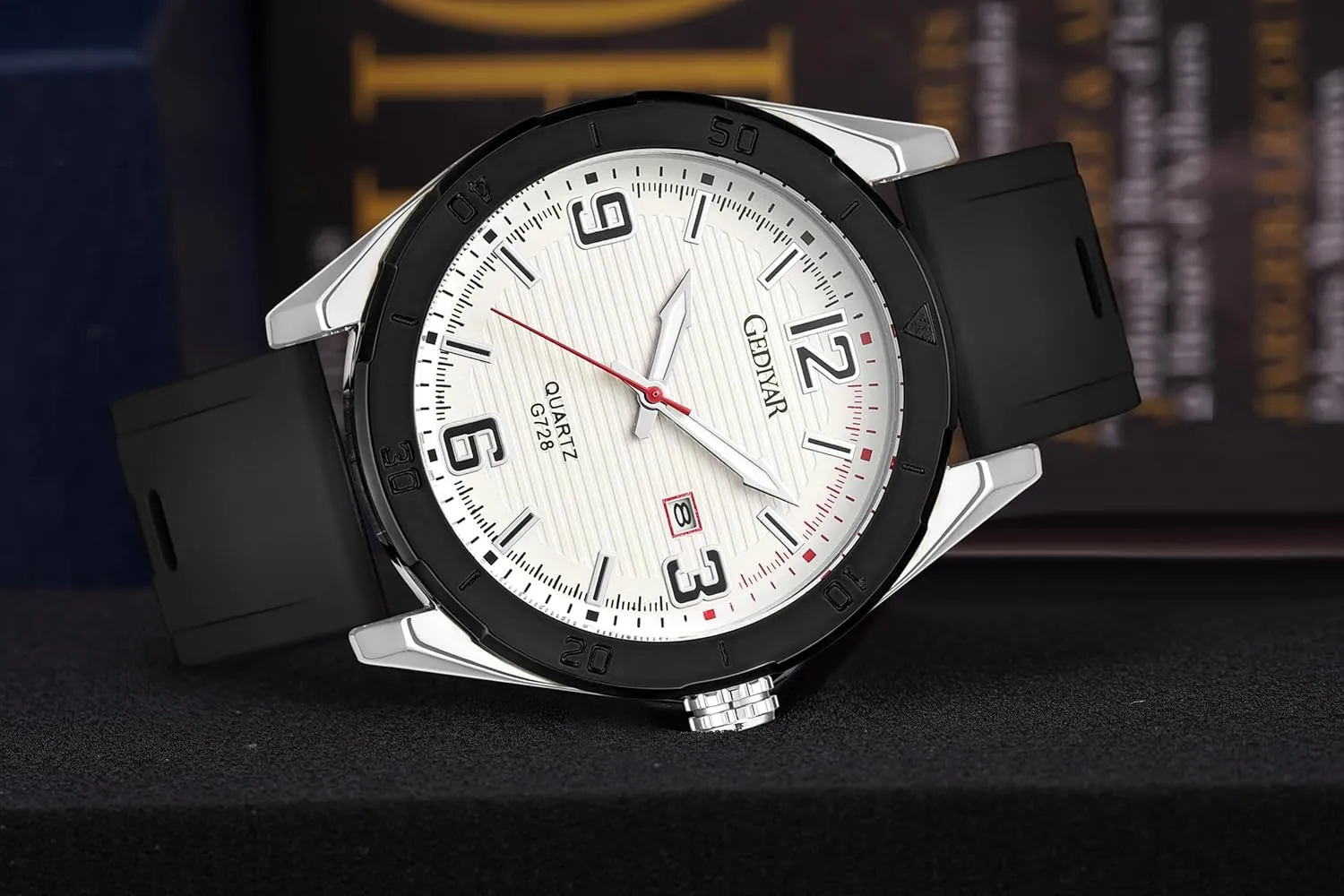 Sport Waterproof Large Big Face Watches for Men Students, Silicone Band Watch with Second Hand Luxury Classic Date Dial Analog Watch,Elegance Comfort