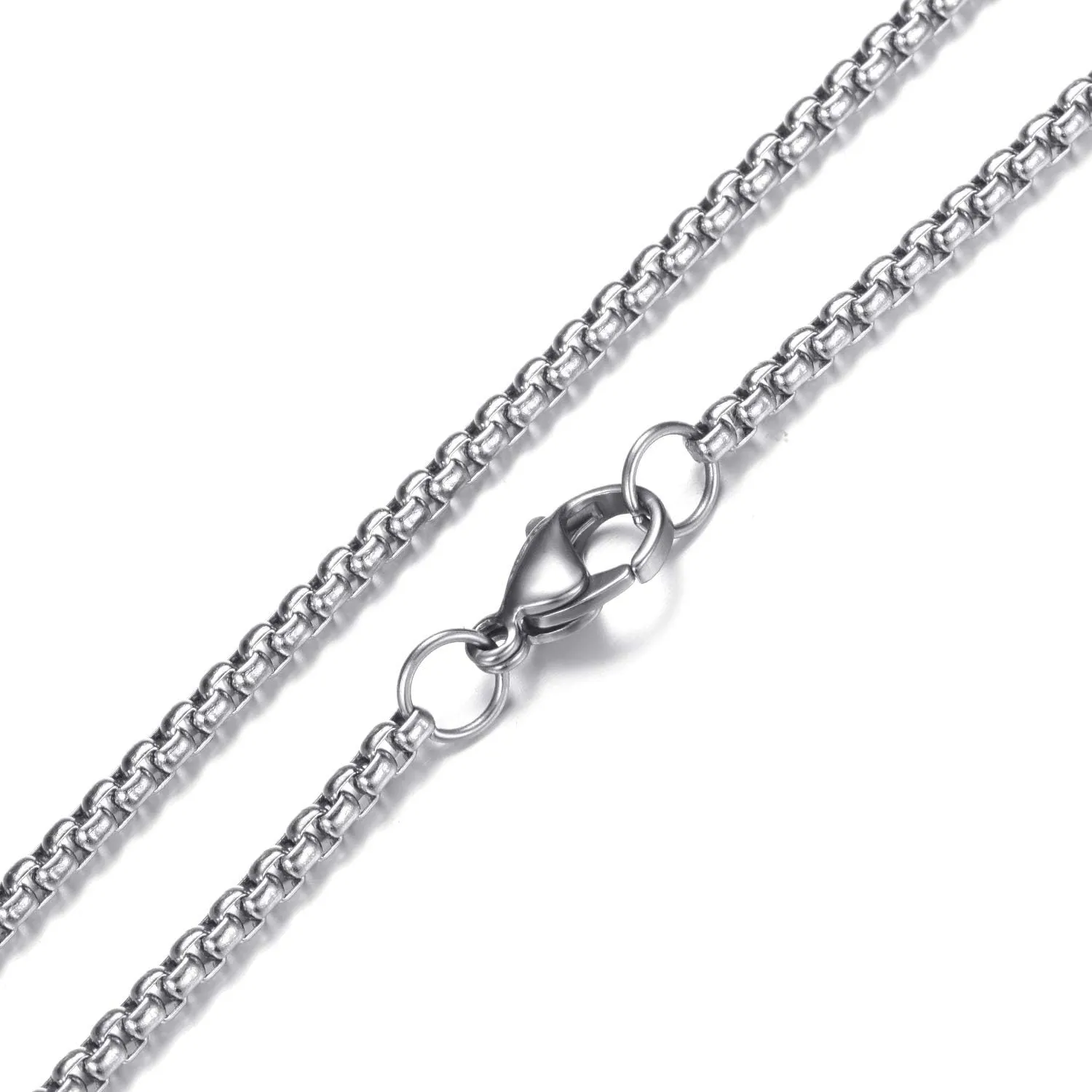 Stainless Steel Pendant Necklace for Men and Women, Unisex Twisted Cube Bar Pendant with Link Chain