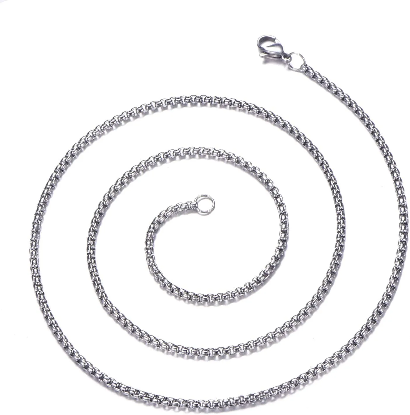 Stainless Steel Pendant Necklace for Men and Women, Unisex Twisted Cube Bar Pendant with Link Chain