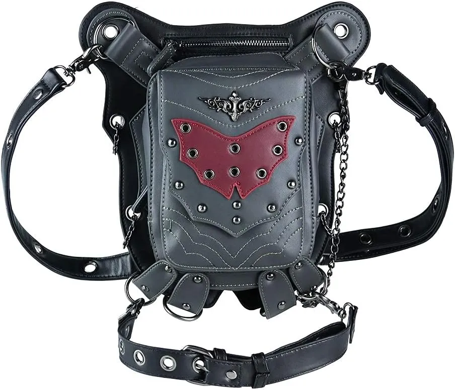 Steampunk Waist Bags for Women Leather Multifunctional Crossbody Bag Shoulder Bag With Belt Buckle