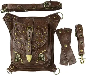 Steampunk Waist Bags for Women Leather Multifunctional Crossbody Bag Shoulder Bag With Belt Buckle
