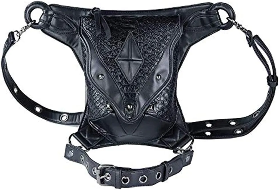 Steampunk Waist Bags for Women Leather Multifunctional Crossbody Bag Shoulder Bag With Belt Buckle