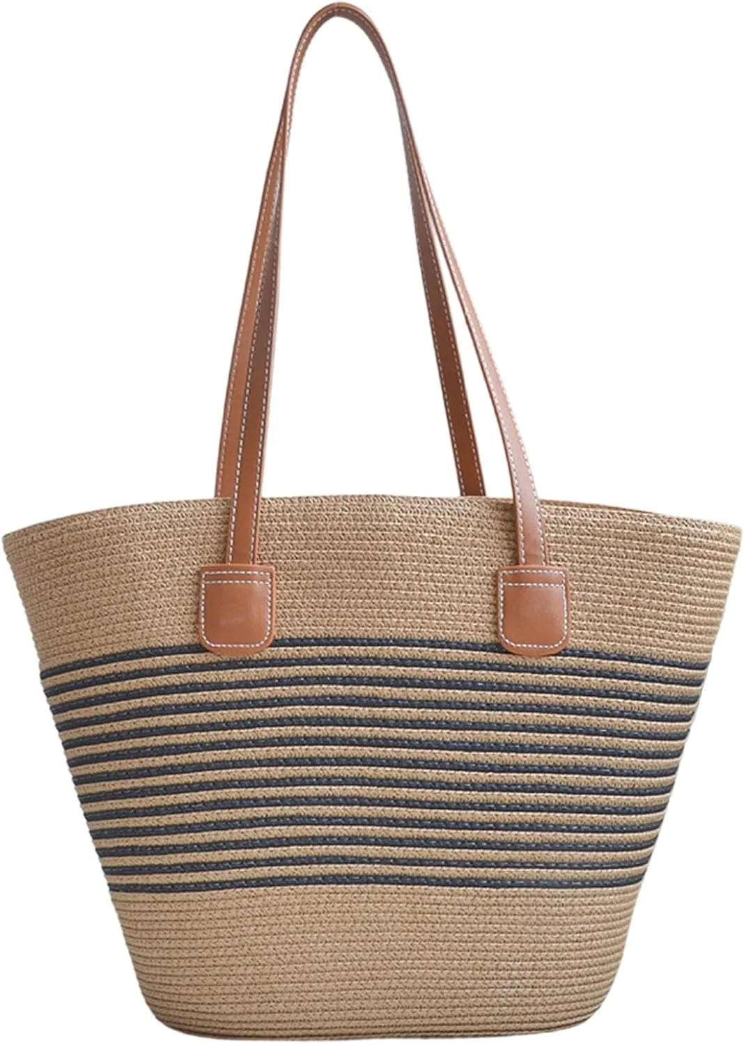 Straw Beach Bag for Women Summer Shoulder Bucket Handbag Straw Tote Bag Woven Shoulder Purses