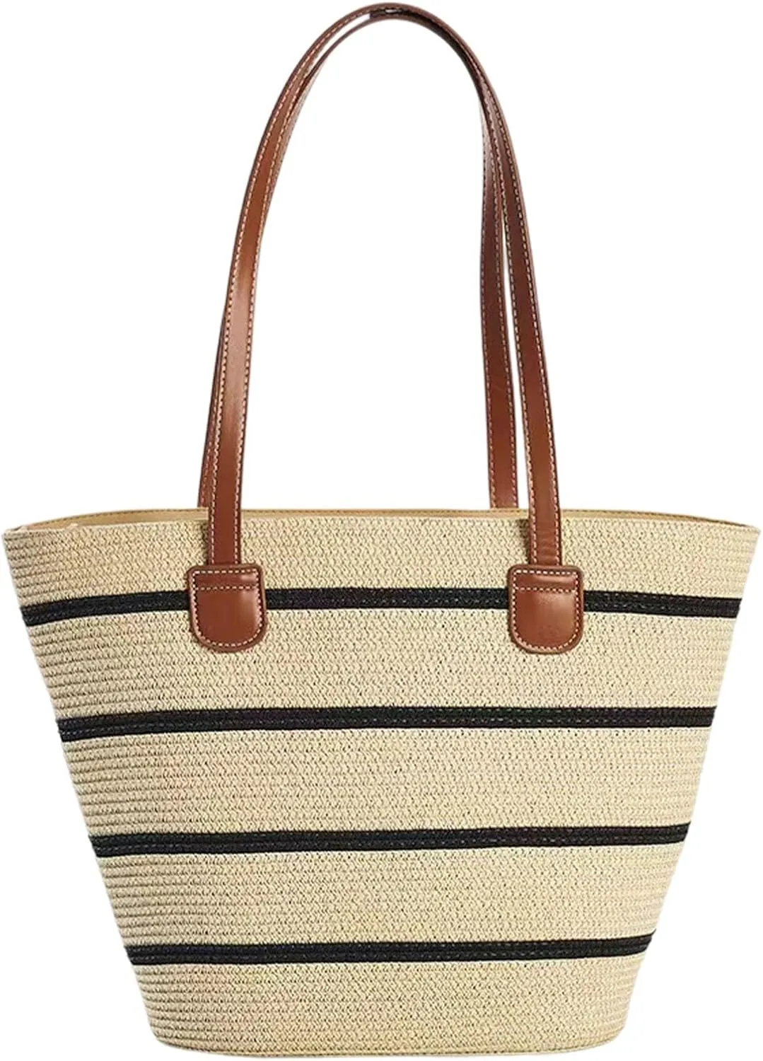 Straw Beach Bag for Women Summer Shoulder Bucket Handbag Straw Tote Bag Woven Shoulder Purses