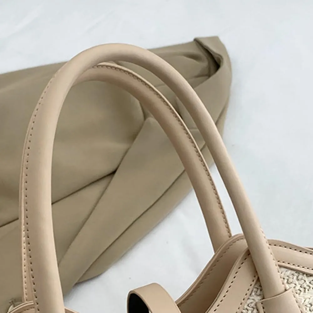 Straw Beach Tote Bag for Women Woven Bucket Purse Top Handle Summer Shoulder Bag Crossbody Handbag with Wide Strap 2025