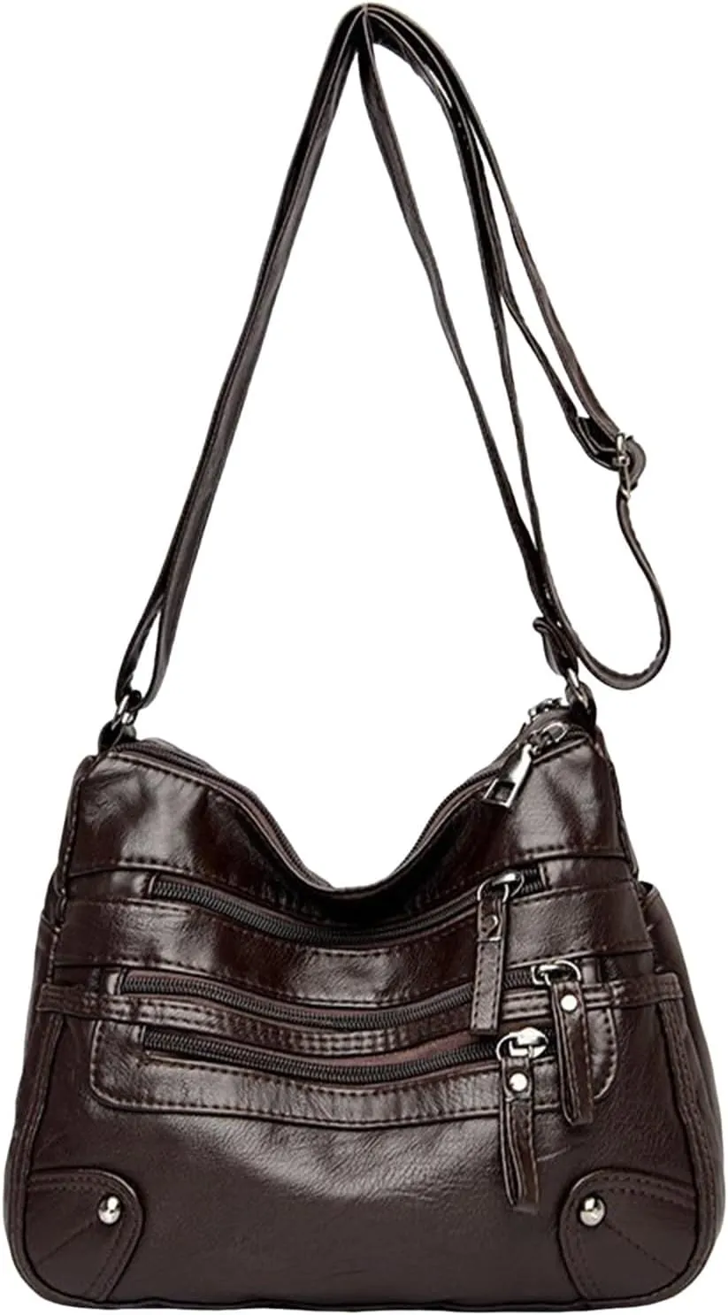 Summer Purses for Women 2025 Crossbody Retro Studded Crossbody Bags Small Shoulder Purses Travel Bag with Zipper(Coffee)