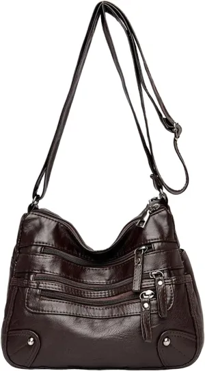 Summer Purses for Women 2025 Crossbody Retro Studded Crossbody Bags Small Shoulder Purses Travel Bag with Zipper(Coffee)