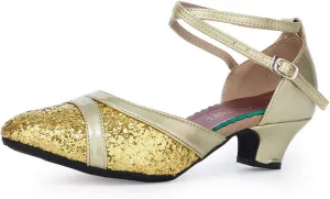 SWDZM Ballroom Dance Shoes Women Low Heel Closed Toe Latin Salsa Practice Dance Shoes