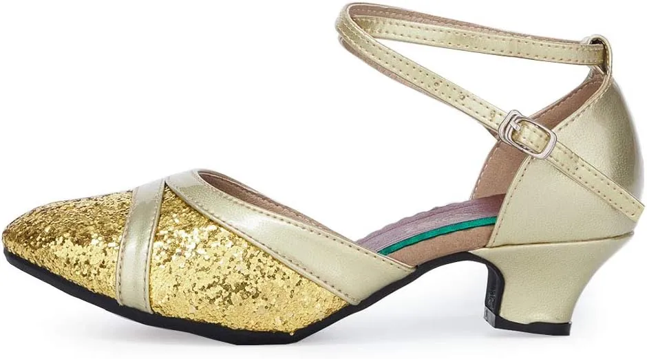 SWDZM Ballroom Dance Shoes Women Low Heel Closed Toe Latin Salsa Practice Dance Shoes