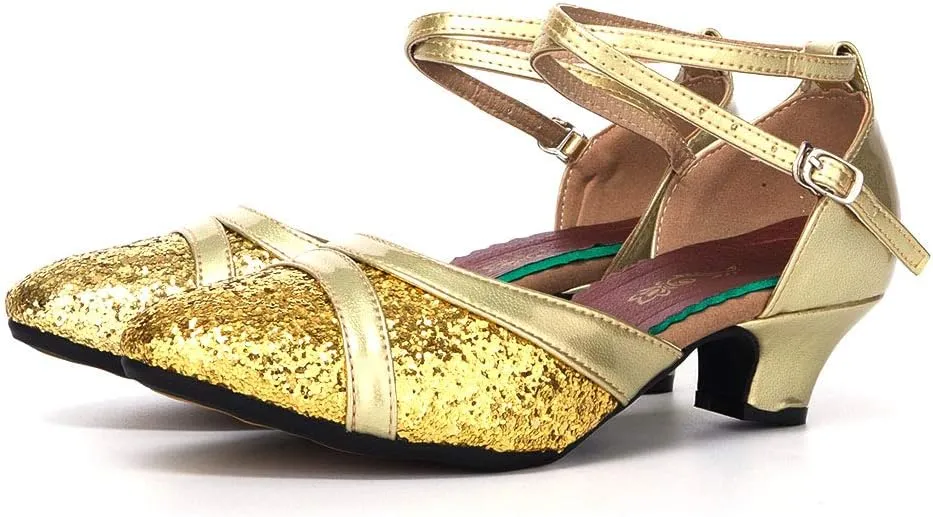 SWDZM Ballroom Dance Shoes Women Low Heel Closed Toe Latin Salsa Practice Dance Shoes