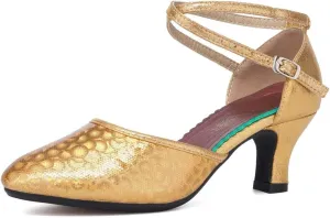 SWDZM Closed Toe Latin Dance Shoes for Women Ballroom Character Modern Tango Salsa Performance Dancing Shoes Low Heel