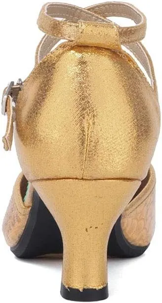 SWDZM Closed Toe Latin Dance Shoes for Women Ballroom Character Modern Tango Salsa Performance Dancing Shoes Low Heel