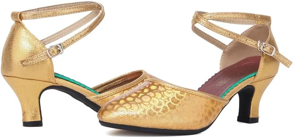 SWDZM Closed Toe Latin Dance Shoes for Women Ballroom Character Modern Tango Salsa Performance Dancing Shoes Low Heel
