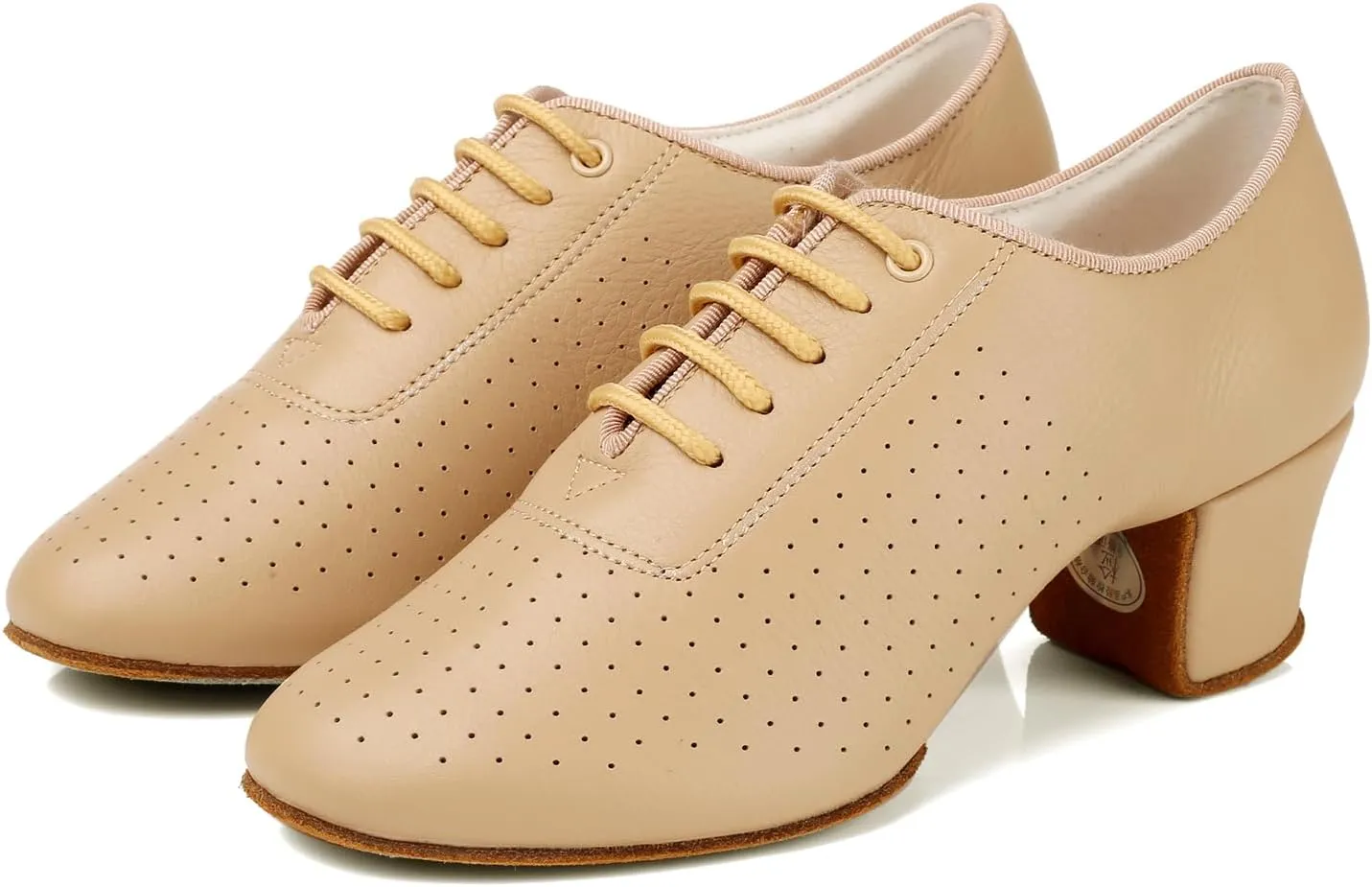 SWDZM Leather Ballroom Dance Practice Shoes for Women Lace-up Latin Modern Salsa Rhythm Teaching Dance Shoes