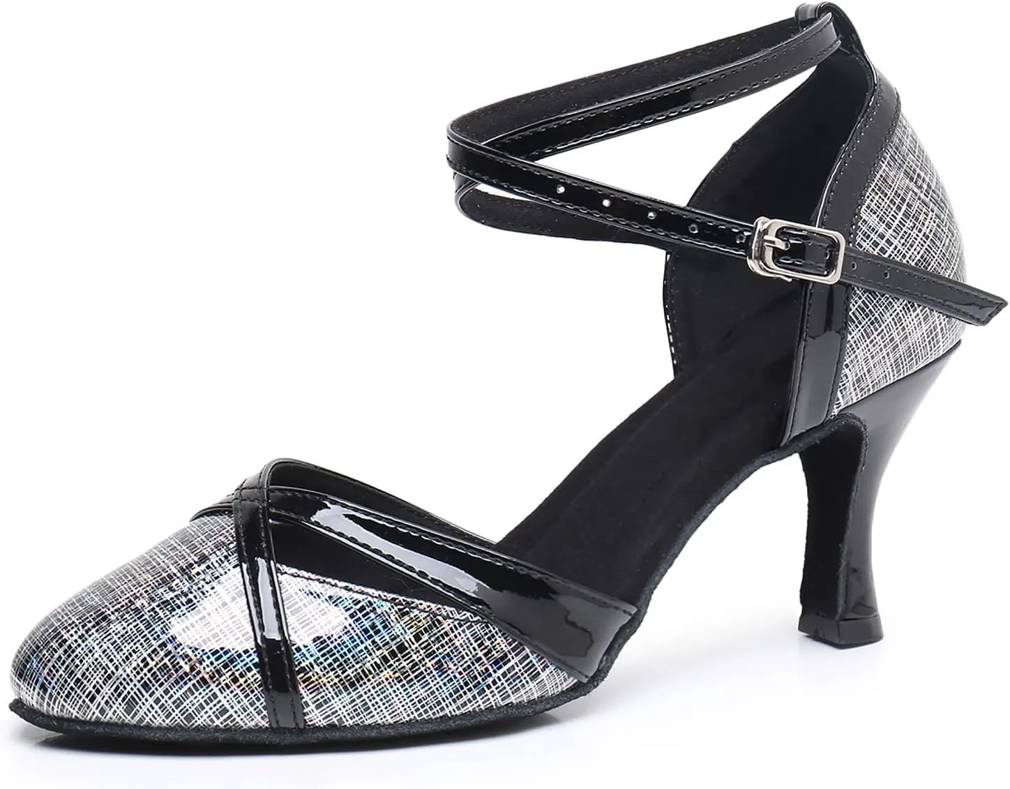SWDZM Womens Latin Dance Shoes Heeled Ballroom Salsa Tango Party Closed Toe Dance Heels for Women