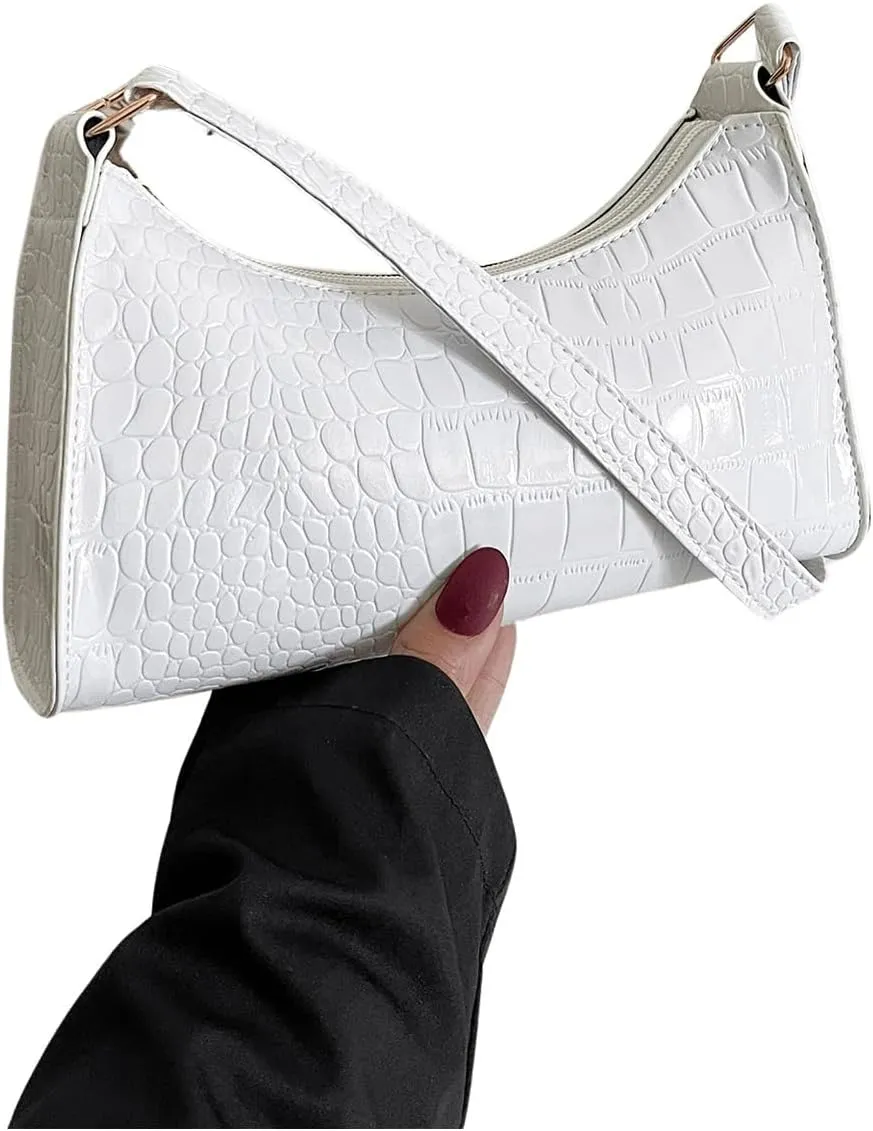 SweatyRocks Women's Crocodile Embossed Shoulder Handbag Small Clutch Purse PU Leather Square Bags