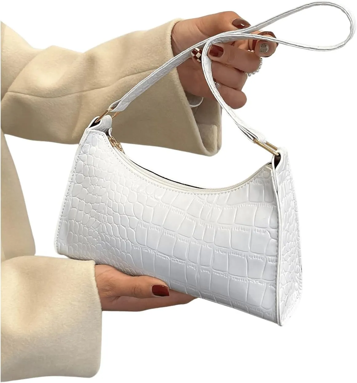 SweatyRocks Women's Crocodile Embossed Shoulder Handbag Small Clutch Purse PU Leather Square Bags